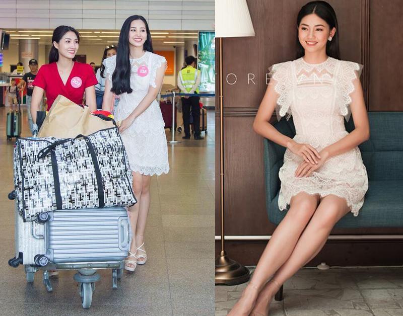 Chiếc váy ren trắng thanh lịch của NTK Nguyễn Quảng, được Tiểu Vy diện trong cuộc thi, đã được Á hậu Thanh Tú khoác lên người trước đó khá lâu.