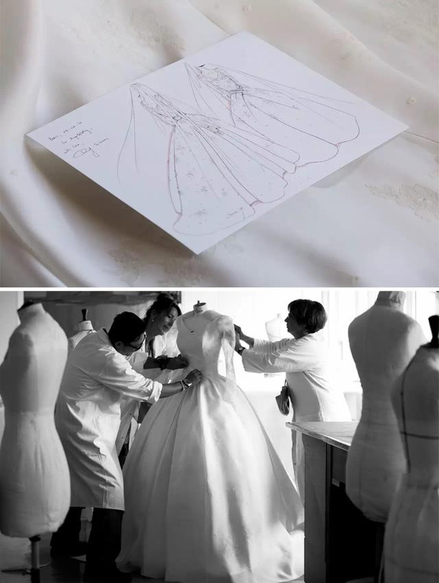 Từng chi tiết trên chiếc váy đều được những thợ thủ công của Dior thêu bằng tay. 