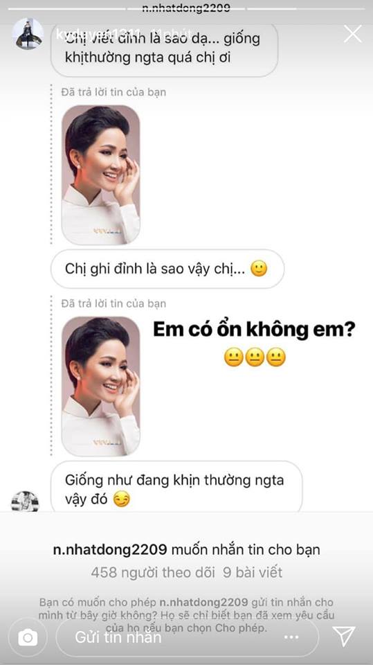 Kỳ Duyên đáp trả anti-fans khi người này cho rằng Hoa hậu Việt Nam 2014  đang khinh H'Hen Niê.