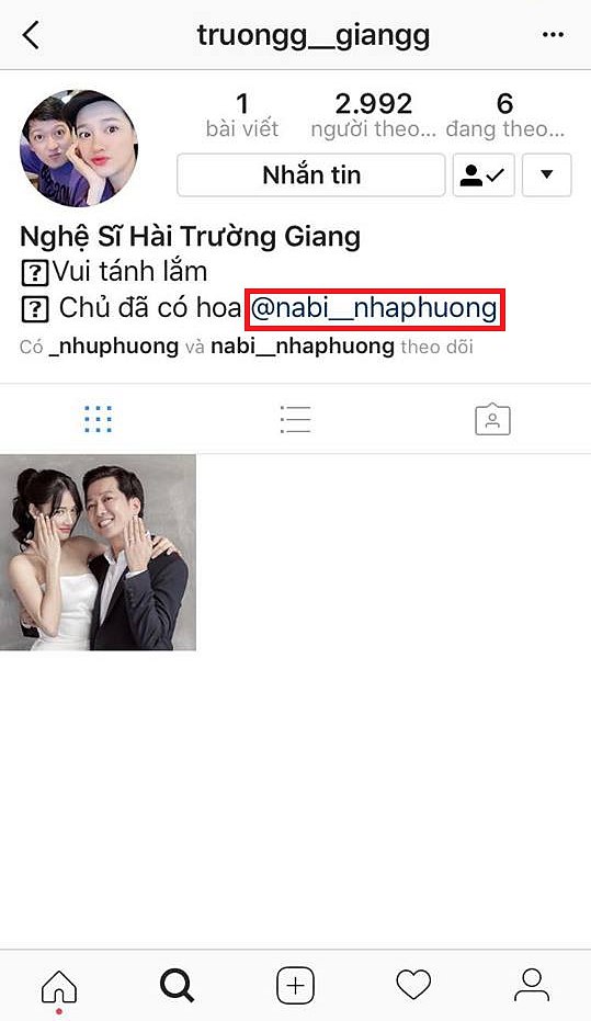 Instagram mới lập của Trường Giang    