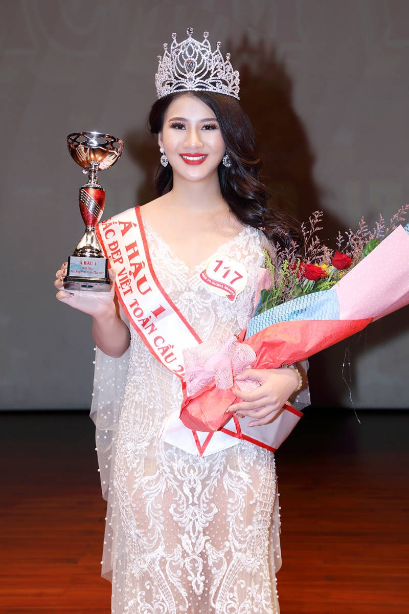 Á hậu Thái Mỹ Linh từng đạt danh hiệu tại cuộc thi Hoa hậu sắc đẹp Việt toàn cầu 2017.  