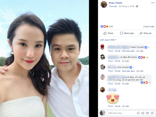 Bức ảnh cặp đôi xuất hiện cùng nhau trên trang cá nhân của Phan Thành là vào tháng 5/2018.    