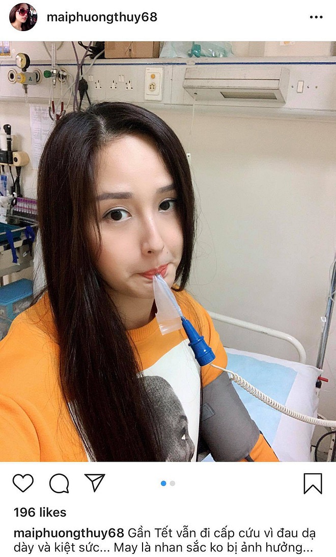 Mai Phương Thuý nhập viện vì đau dạ dày.    