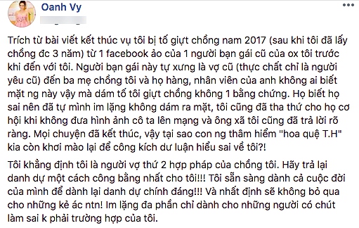 Bài viết của nữ ca sĩ Vy Oanh.