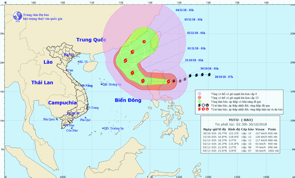 Siêu bão Yutu áp sát Biển Đông, gây mưa và gió giật cấp 16