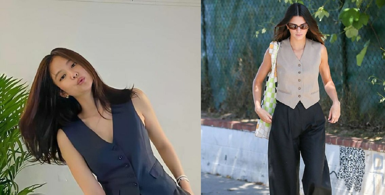 Kendall Jenner và Jennie (BLACKPINK) cũng áp dụng công thức áo gile cùng quần ống suông cực đẹp