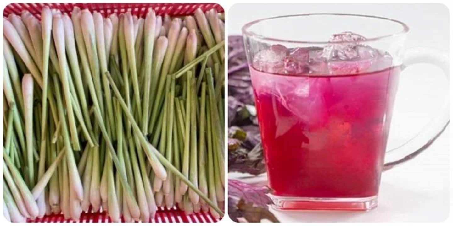 Nước uống từ lá tía tô và sả