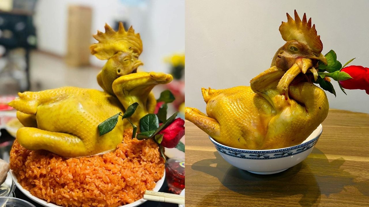 Khi luộc gà cúng, bạn chỉ nên luộc lửa vừa để gà không bị nứt da.