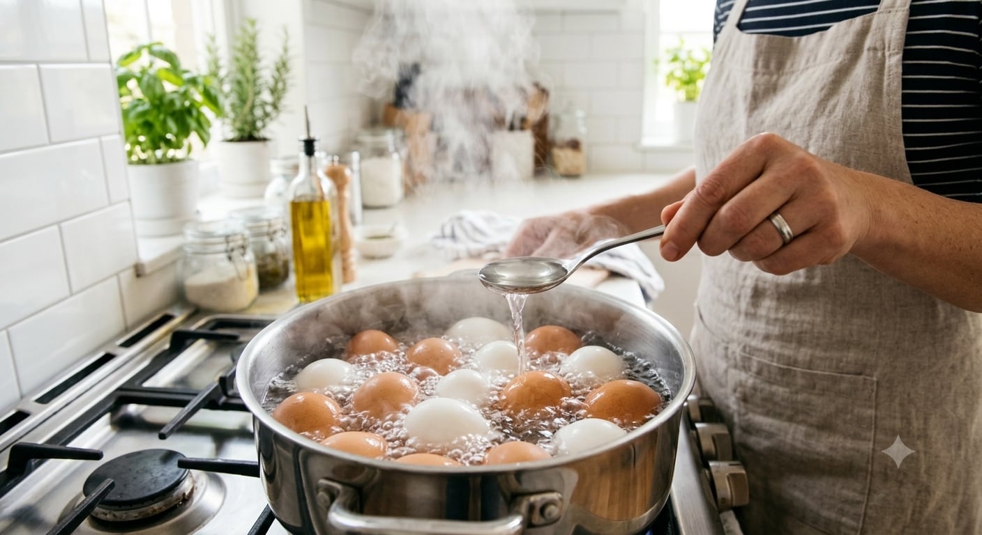 Luộc trứng đừng chỉ cho nước lã: Thêm một nguyên liệu quen thuộc, bóc vỏ  dễ, lòng đỏ đẹp
