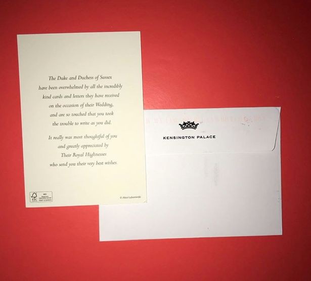 Tấm thiệp cảm ơn của Hoàng tử Harry và tân Công nương Meghan Markle.