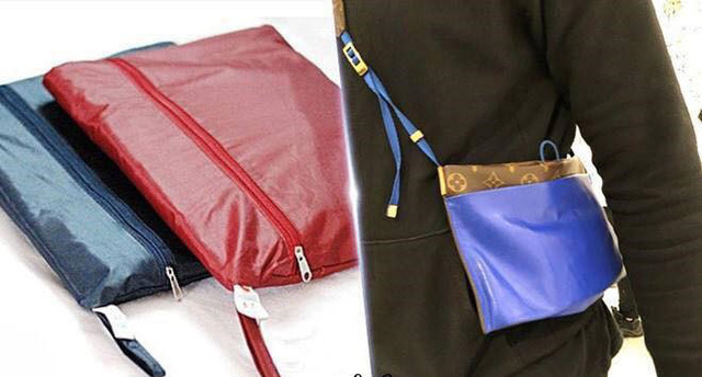 Chiếc túi đeo chéo hãng LV được bán với giá 4.500 USD (khoảng 103 triệu đồng) có hình dạng khá giống chiếc túi đựng áo mưa.