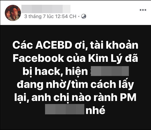 Đại diện thông báo Kim Lý bị hacker chiếm đoạt tài khoản Facebook vào đầu tháng 7.