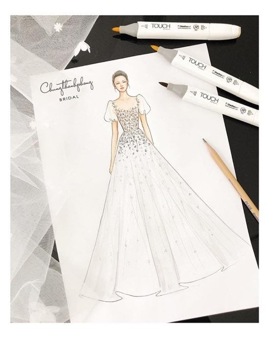 Cận cảnh mẫu thiết kế váy cưới cho Nhã Phương của NTK Chung Thanh Phong.