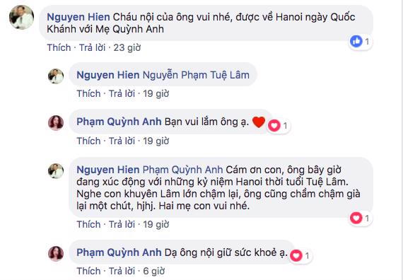 Bình luận đầy trìu mến của bố chồng Phạm Quỳnh Anh dành cho con dâu.