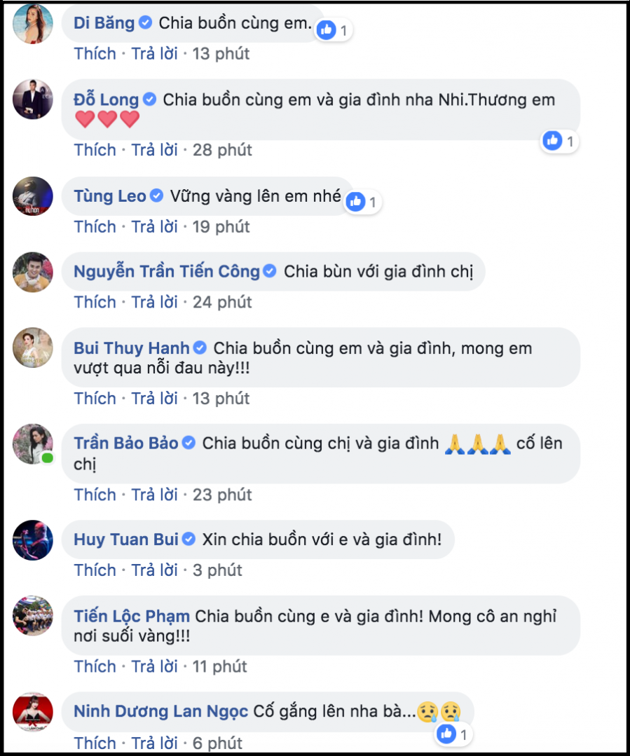 Dàn sao Việt gửi lời chia buồn tới Yaya Trương Nhi ngay khi biết tin.