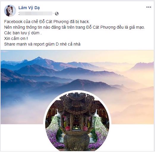 Lâm Vỹ Dạ tiết lộ Facebook của Cát Phượng đã bị hack từ lâu.