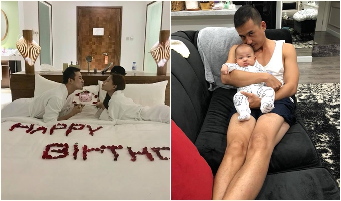 Thúy Diễm so sánh sinh nhật chồng năm ngoái và năm nay.