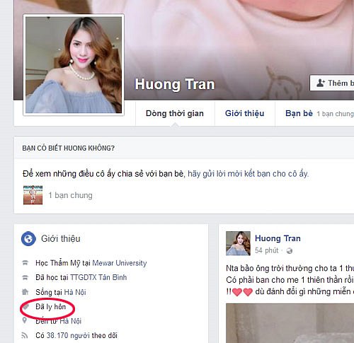 Trần Hương từng xác nhận trạng thái đã ly hôn.