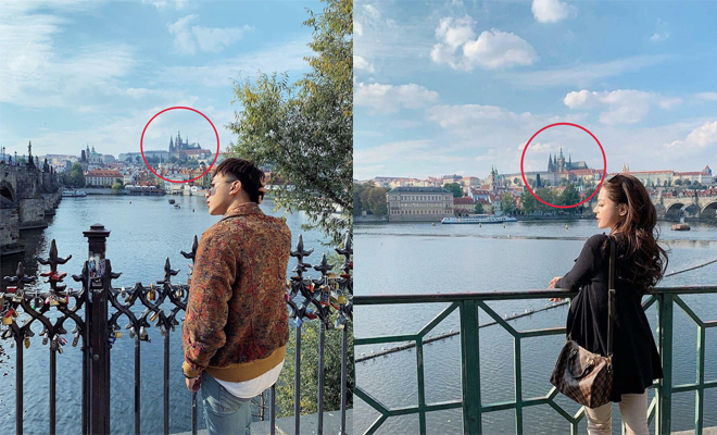 Cả hai cùng chia sẻ hình ảnh chụp một mình tại cùng một địa điểm.