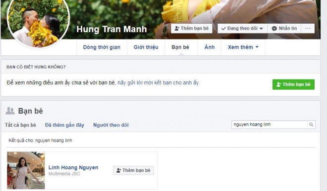Nguyễn Hoàng Linh và Trần Mạnh Hùng đã không còn là bạn bè trên Facebook.