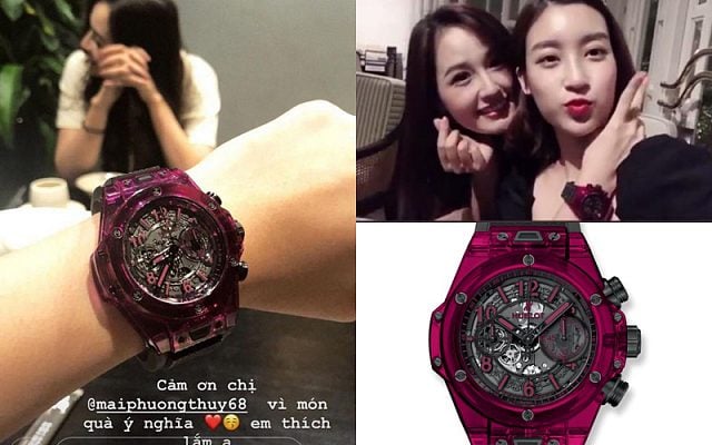 Chiếc đồng hồ tiền tỷ, Mai Phương Thúy tặng Hoa hậu Đỗ Mỹ Linh nhân dịp sinh nhật tuổi 23.