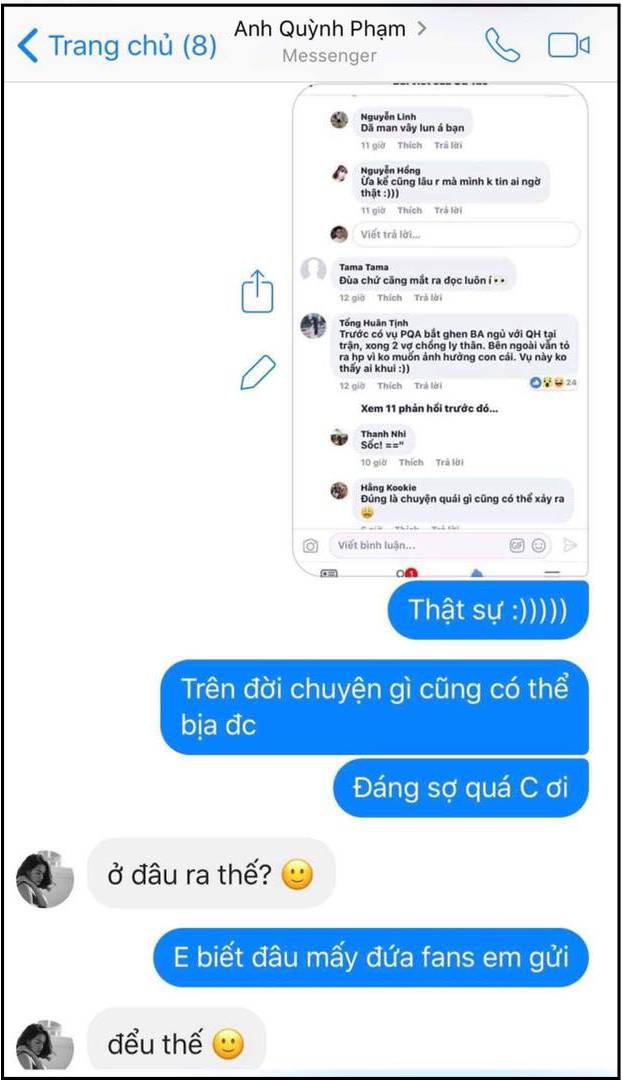 Bảo Anh công khai đoạn tin nhắn chứng minh mình trong sạch trước tin đồn phá hoại hạnh phúc Phạm Quỳnh Anh và Quang Huy.