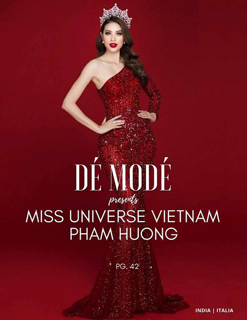 Trước đó, Phạm Hương được  tạp chí Italy đăng tải bài viết về hành trình từ một người mẫu đến ngôi vị hoa hậu. 