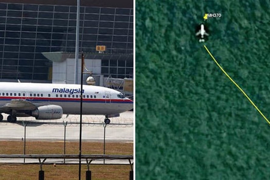 Hình ảnh vệ tinh (phải) do Boyer cung cấp về vật thể nghi là xác máy bay MH370 ở rừng rậm Campuchia.  