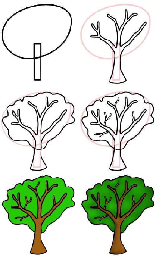 Các cách vẽ cây đơn giản dành cho bé