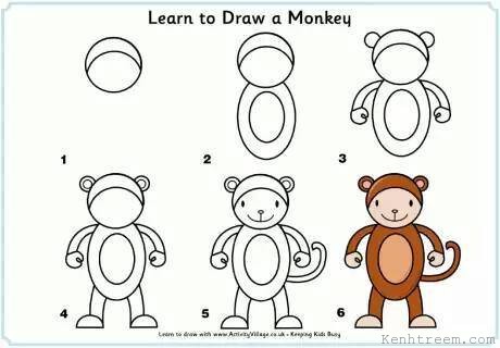 Cách vẽ con khỉ đơn giản nhất