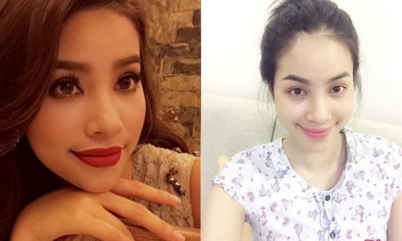 Không kẻ mắt đậm, Phạm Hương cũng đánh mất vẻ đẹp sắc sảo, kiêu kỳ và bị lộ bọng mắt khá dày. Tuy nhiên, đôi mắt của mỹ nhân 9X vẫn long lanh, giúp mặt mộc thêm phần tươi tắn.