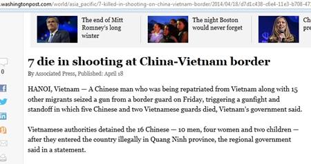 Tin nổ súng ở cửa khẩu Bắc Phong Sinh trên báo Washington Post.
