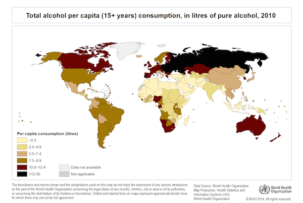 Những nước uống bia rượu nhiều nhất thế giới