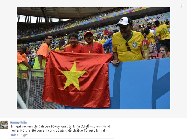 cờ việt nam xuất hiện trên khán đài world cup