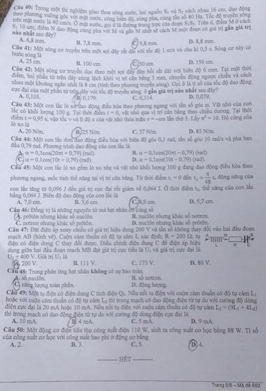 đề thi, đáp án đại học môn vật lý 2014 mã đề 692