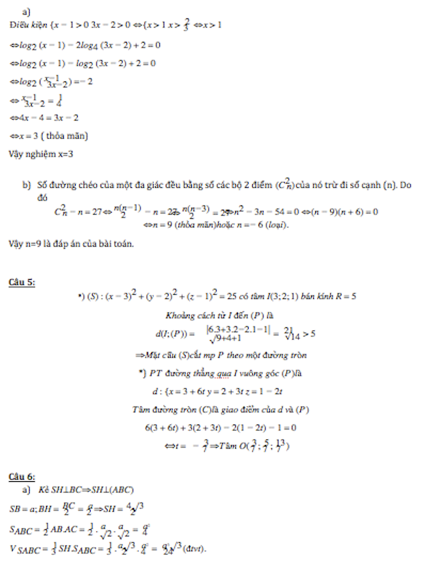 đáp án môn toán khối d đại học 2014