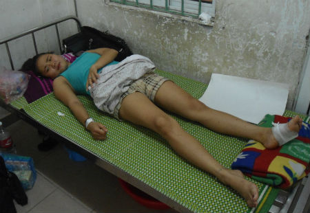 Chị Trang đang điều trị tại BV đa khoa Vĩnh Phúc