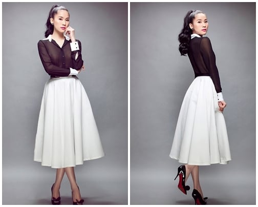 12 Chân váy dài qua gối vintage cổ điển Hàn Quốc tôn dáng  Phong cách