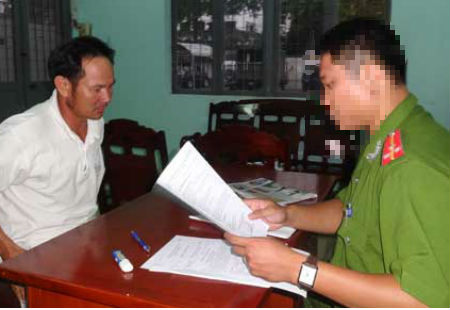 Đối tượng Nguyễn Hữu Nam tại cơ quan điều tra