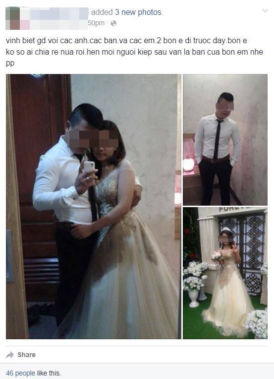 Cặp đôi mặc đồ cưới tự tử