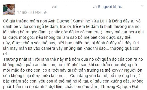 Cô giáo mầm non dúi đầu đánh trẻ, lột quần áo vì tè dầm