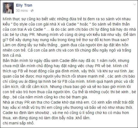 Elly Trần bất lực khi con gái bị mang ra để PR