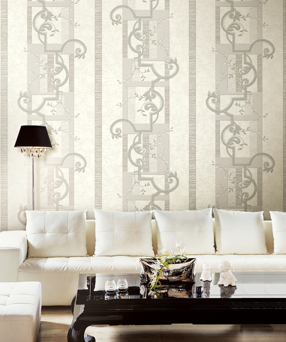 trang trí giấy dán tường phong cách cổ điển cho phòng khách