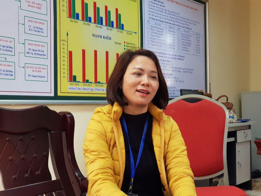 Bà Nguyễn Thị Phương Lan, Hiệu trưởng trường THCS Nha Trang, Thái Nguyên.