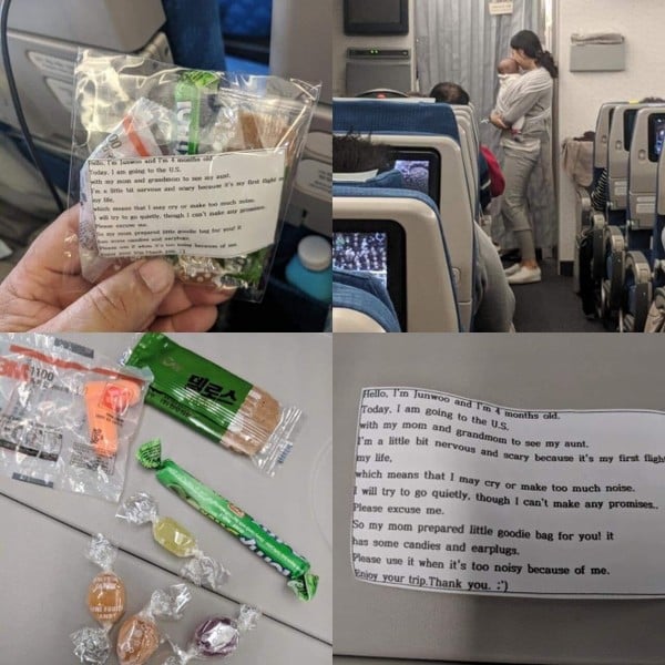 Những món quà vô cùng đáng yêu của người mẹ trẻ gửi đến hành khách trong chuyến bay.