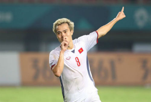 Văn Toàn ăn mừng bàn thắng giúp U23 Việt Nam lọt vào bán kết bóng đá nam ASIAD 2018.
