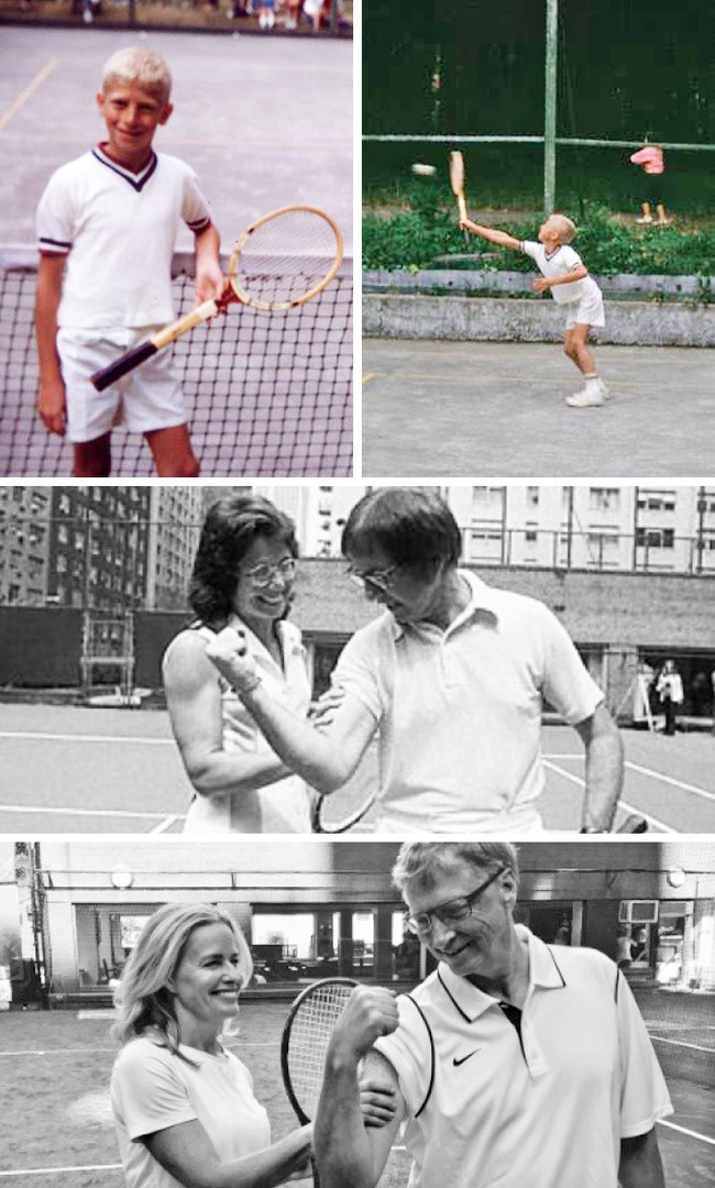 Tỷ phú Bill Gates đã chơi tennis từ khi còn là một đứa trẻ. Thói quen đó vẫn kéo dài cho tới hiện tại, khi ông đã sở hữu số tài sản kếch xù.