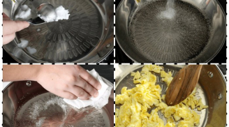 Dùng 1 nắm muối thả vào chảo mới mua, đảm bảo chảo sắt cũng thành chống dính, tha hồ chiên rán