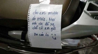 Dân mạng xôn xao trước hành động lấy áo mưa để lại lời nhắn sẽ trả của cô gái trẻ