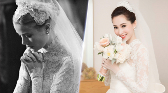 Đính hàng ngàn viên pha lê, váy cưới của Đặng Thu Thảo giống váy cưới của Công nương Grace Kelly đến bất ngờ